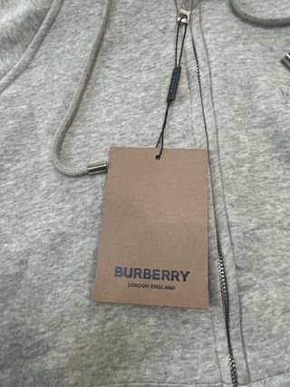 Sudadera Burberry Gris con Capucha y Cremallera