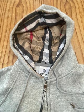 Sudadera Burberry Gris con Capucha y Cremallera