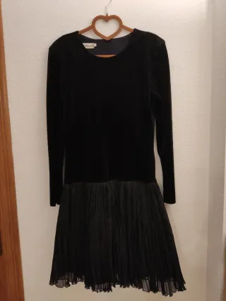 Vestido fiesta vintage negro tul y terciopelo T.44