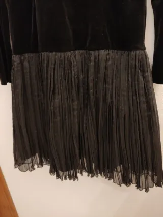Vestido fiesta vintage negro tul y terciopelo T.44