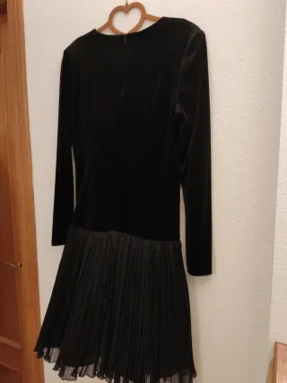 Vestido fiesta vintage negro tul y terciopelo T.44