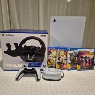 PS5 + Volante Hori + 4 Juegos