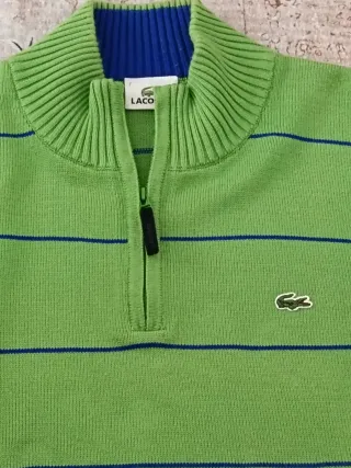 Jersey Lacoste Hombre Verde Rayas Azules