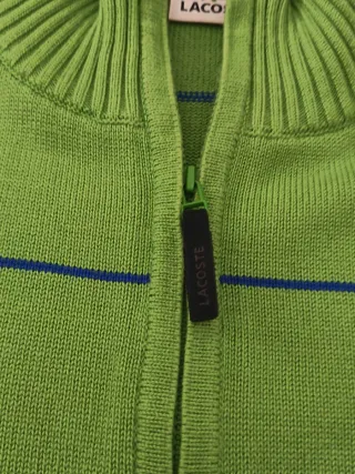 Jersey Lacoste Hombre Verde Rayas Azules