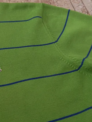 Jersey Lacoste Hombre Verde Rayas Azules