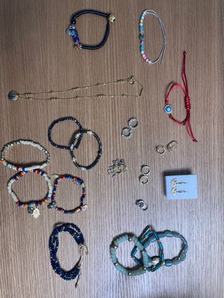 lote pendientes pulseras y collar