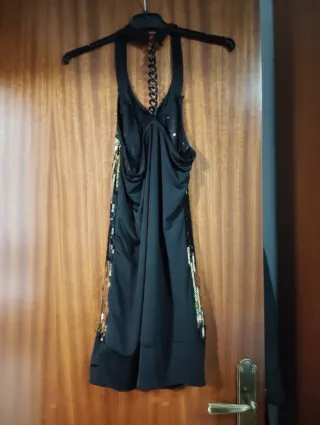Vestido lentejuelas negro y dorado
