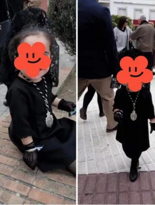 Vestido de mantilla negro hecho a mano + mantilla