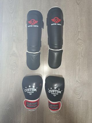 Guantes 10oz y espinilleras L Muay Thai