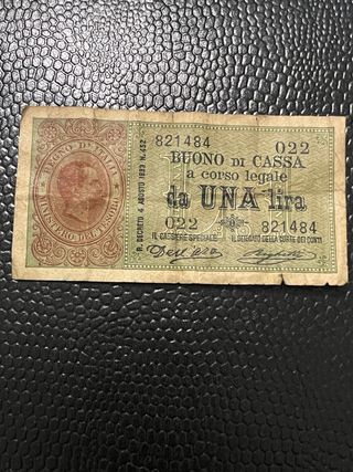 Buono di Cassa 1 Lira 1893 Regno d'Italia