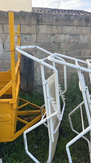 3 tumbonas piscina de Tela y Metal Blanco