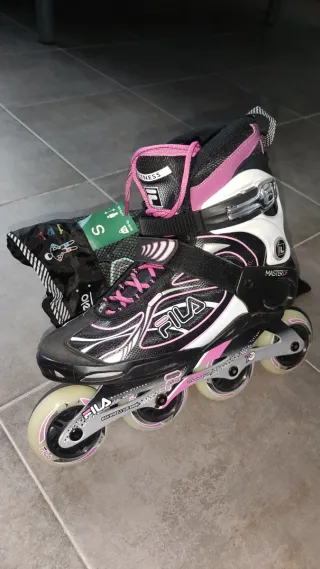 Patines Fila Talla 39 + Protecciones + Bolsa