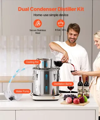 Distillatore di Alcol 30 L Bobina di Rame Argento