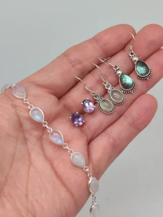 Lote Joyería Plata 925: Pulsera y Pendientes