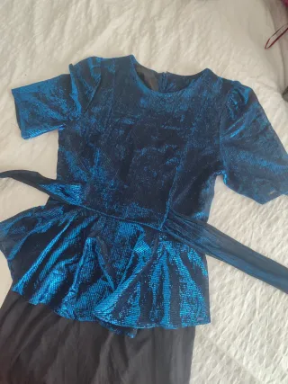 Vestido Vintage Fiesta Azul y Negro