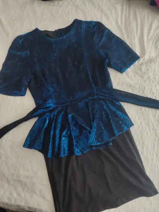 Vestido Vintage Fiesta Azul y Negro