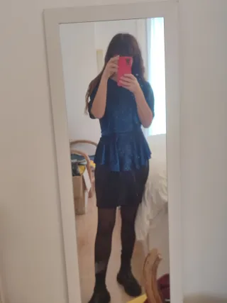 Vestido Vintage Fiesta Azul y Negro