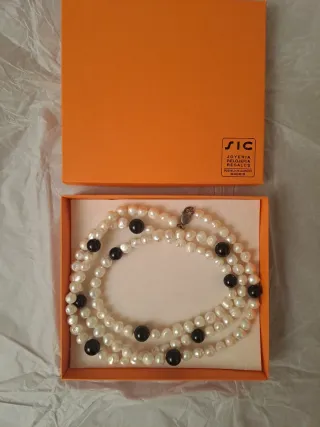 Collar perlas cultivadas y Ónix SIC