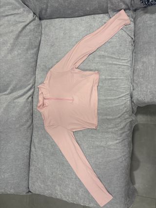 Camiseta rosa manga larga con cremallera