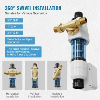 Prefiltro acqua rotante per casa 40 micron 19 mm