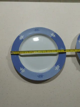 Bajoplato azul con diseño de hojas