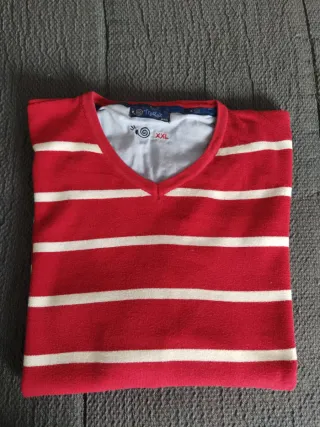 Jersey Polo Rayas Rojo Blanco Talla XXL Trasluz