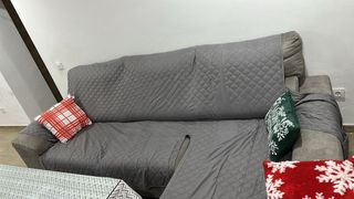 Sofá chaise longue gris tela