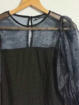 Blusa Zara Negra Mangas Organza