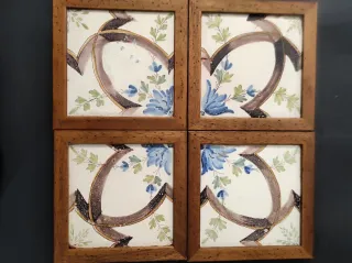 4 Ladrillos Antiguas Pintados a Mano