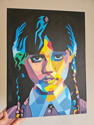 Dipinto popart Mercoledì Addams