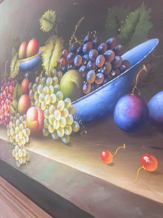 Cuadro Bodegón Frutas Marco Madera,
