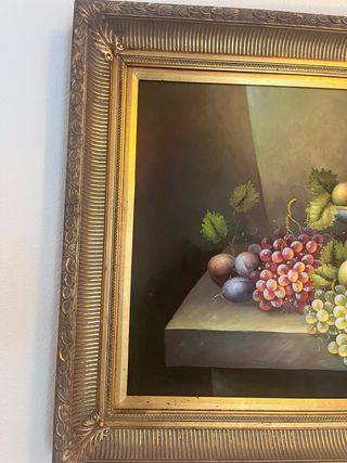 Cuadro Bodegón Frutas Marco Madera,