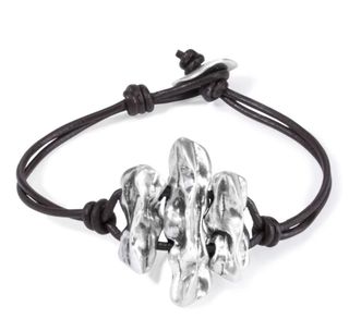 Pulsera Uno de 50 Cuero Marrón y Plata