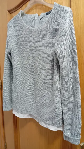 Jersey BERSHKA plateado lentejuelas