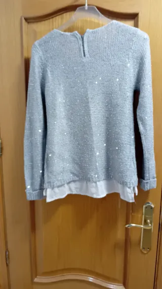 Jersey BERSHKA plateado lentejuelas
