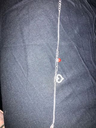 Pulsera Plata Corazón Circonitas y Corazón Rojo