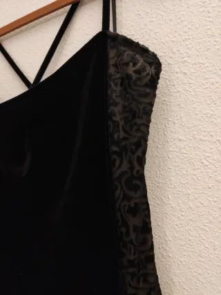 Vestido largo fiesta terciopelo negro vintage UK16