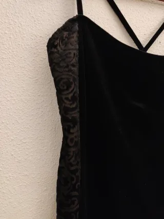 Vestido largo fiesta terciopelo negro vintage UK16