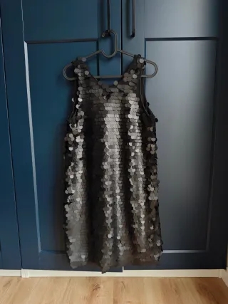 Vestido de fiesta lentejuelas negro/plata