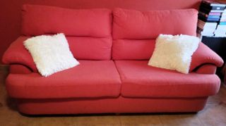 Sofá 3 plazas tela naranja/rojo