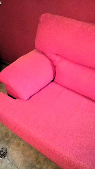 Sofá 3 plazas tela naranja/rojo