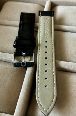 Correa de reloj de piel negra 20mm para Omega