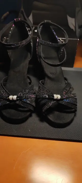 Zapatos Sandalias Baile Negros T40