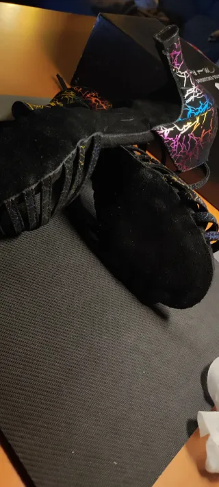 Zapatos Sandalias Baile Negros T40