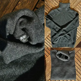 Jersey Uniqlo 100% Cachemira Gris Jaspeado Talla S