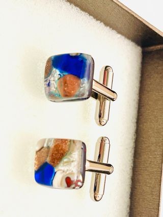 Gemelli Vetro Murano Blu Multicolor