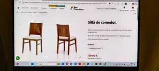 2 sillas de comedor elegante madera y piel marrón