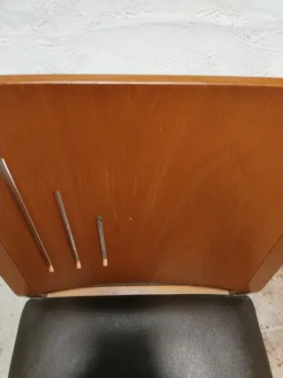 2 sillas de comedor elegante madera y piel marrón