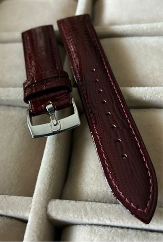 Correa de reloj de cuero burdeos para Omega