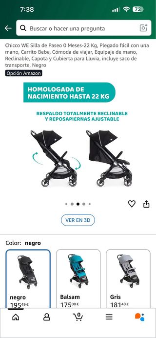 Silla de Paseo Chicco WE Negra